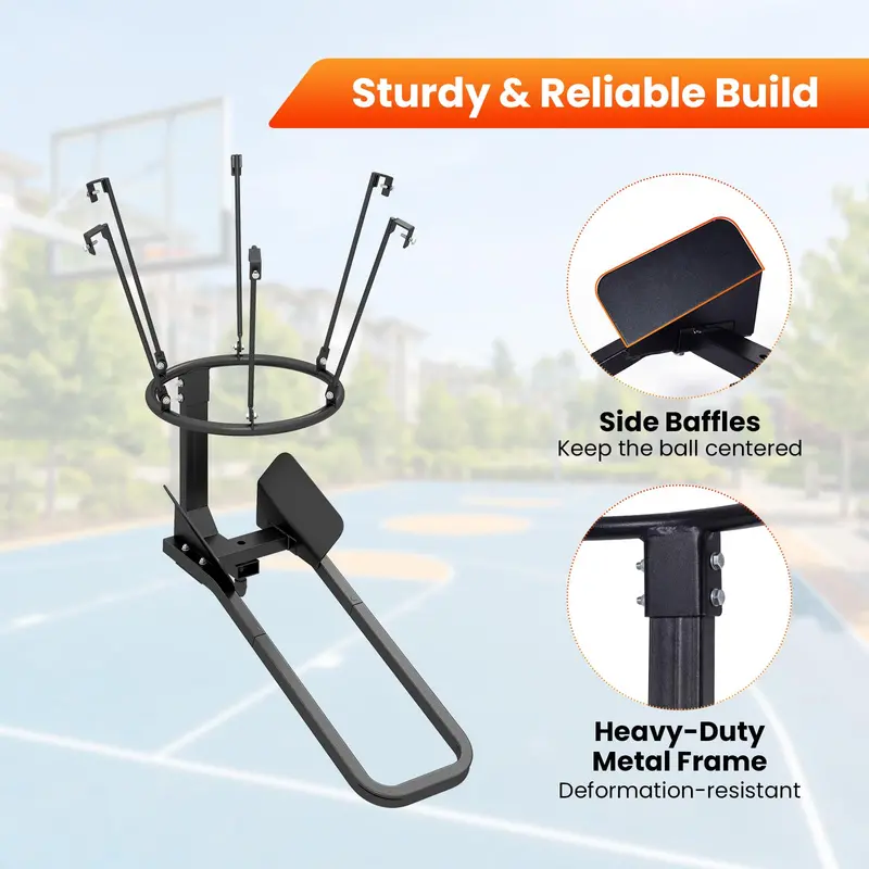 Heavy-Duty Rotating Basketball Return Attachment – 180° Swivel Rebounder