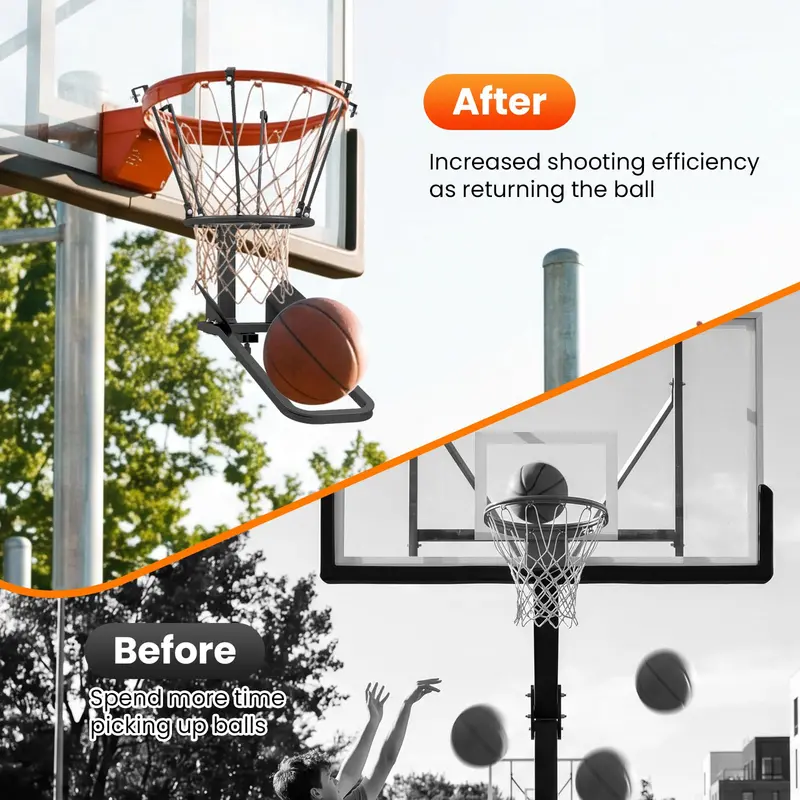 Heavy-Duty Rotating Basketball Return Attachment – 180° Swivel Rebounder