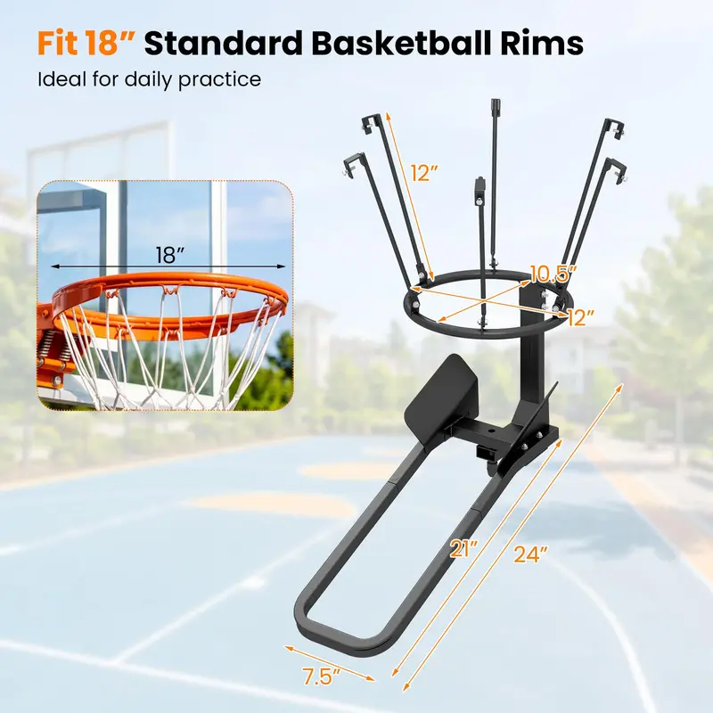 Heavy-Duty Rotating Basketball Return Attachment – 180° Swivel Rebounder