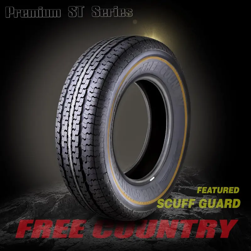 Heavy-Duty ST205/75R15 Trailer Tire Set (4) – 10-Ply Load Range E with Scuff Guard