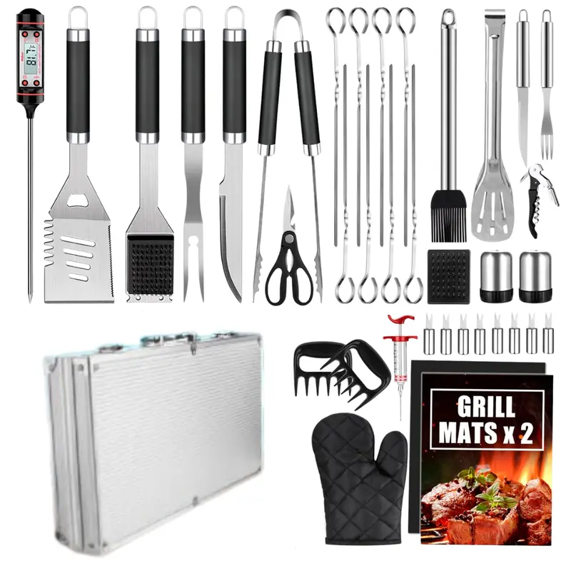Heavy-Duty Stainless Steel Grill Tool Kit – Includes Aluminum Storage Case 2
