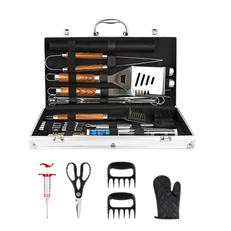 Heavy-Duty Stainless Steel Grill Tool Kit – Includes Aluminum Storage Case