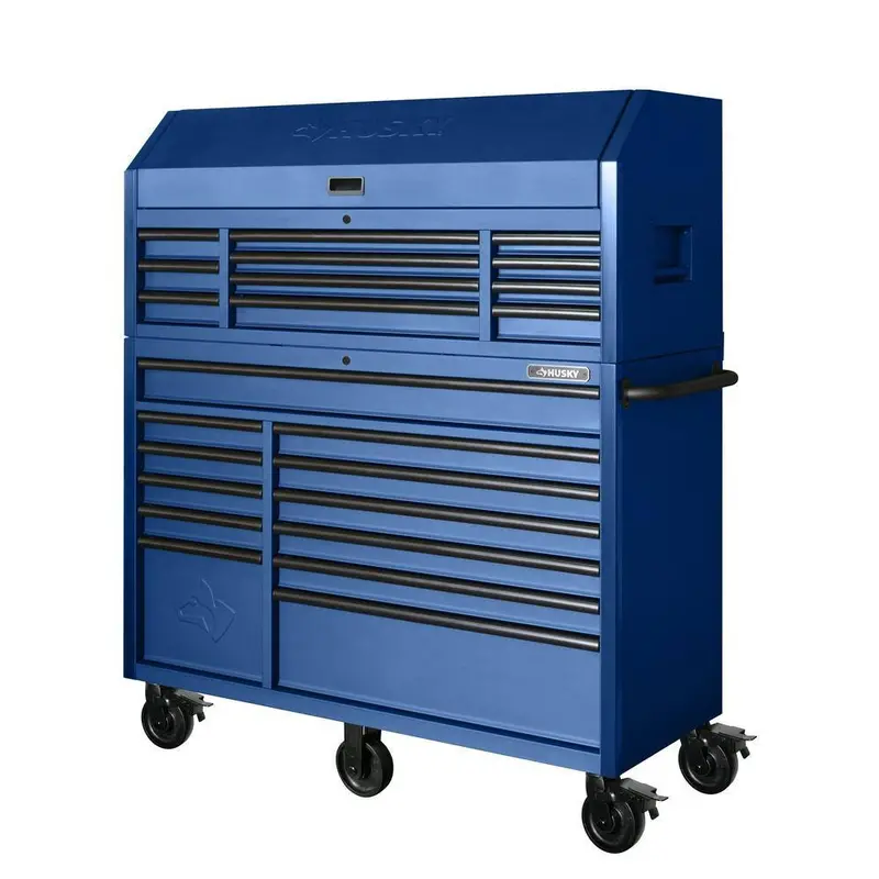 Heavy-Duty Tool Trolley Cabinet – 56" W × 22" D, 23-Drawer Matte Blue Unit (2025)