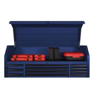 Heavy-Duty Tool Trolley Cabinet – 56" W × 22" D, 23-Drawer Matte Blue Unit (2025)