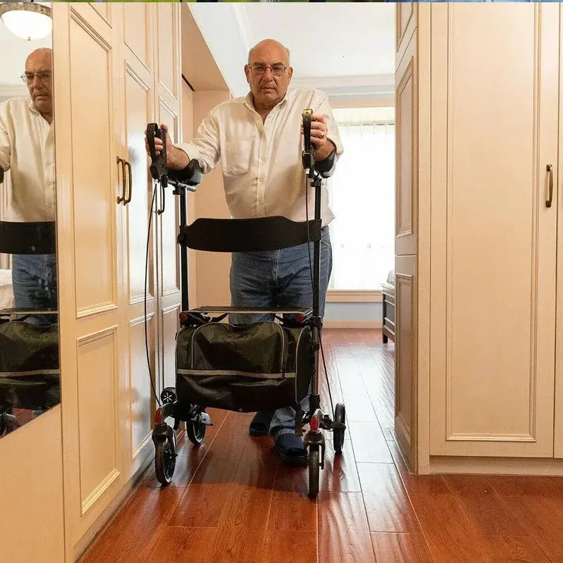 Heavy-Duty Upright Rollator Walker – Sturdy Standing Support Frame with Ergonomic Handles and Braking System