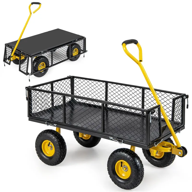 Heavy-Duty Utility Garden Wagon – 900 lb Capacity Outdoor Cart with 4 Removable Side Panels (43″ × 21″ × 36″)