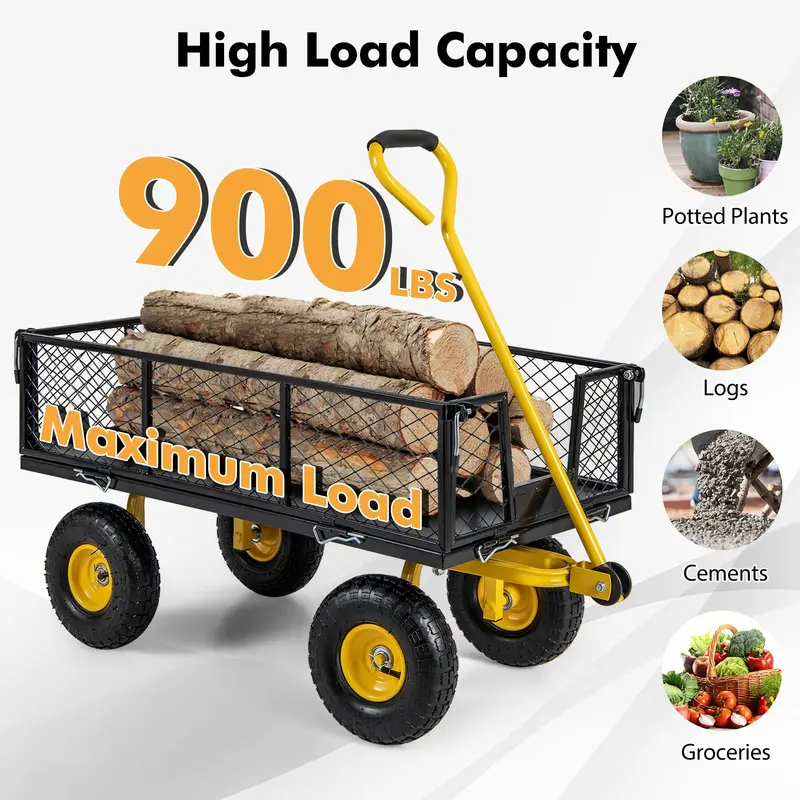 Heavy-Duty Utility Garden Wagon – 900 lb Capacity Outdoor Cart with 4 Removable Side Panels (43″ × 21″ × 36″) 2
