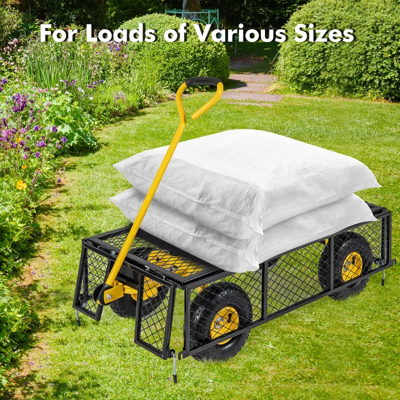 Heavy-Duty Utility Garden Wagon – 900 lb Capacity Outdoor Cart with 4 Removable Side Panels (43″ × 21″ × 36″)