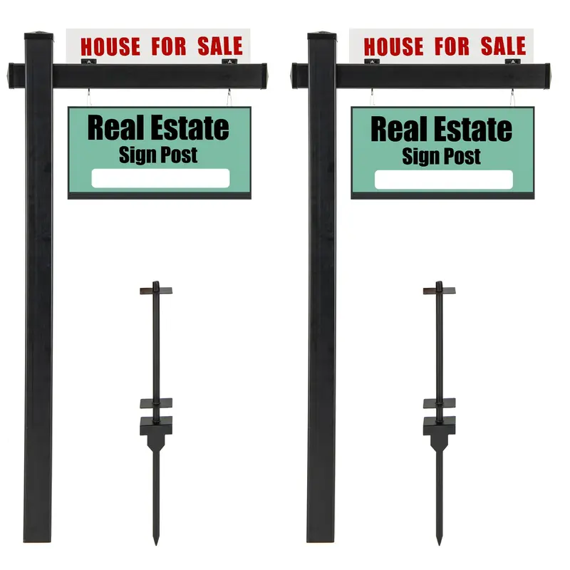 Heavy-Duty Vinyl Real Estate Sign Post – 4"×4"×72" Realtor Stake with Flat Cap for Yard Signs