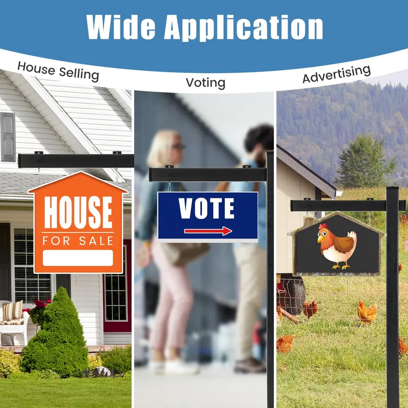 Heavy-Duty Vinyl Real Estate Sign Post – 4"×4"×72" Realtor Stake with Flat Cap for Yard Signs