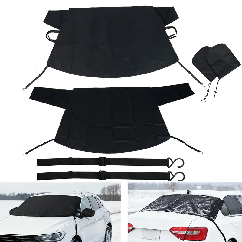 Heavy-Duty Windshield Snow Cover Set – 600D Oxford Fabric Frost & Ice Protector for Front & Rear Windows 2