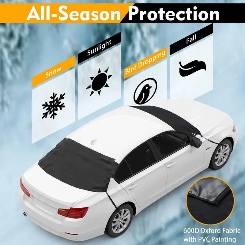 Heavy-Duty Windshield Snow Cover Set – 600D Oxford Fabric Frost & Ice Protector for Front & Rear Windows