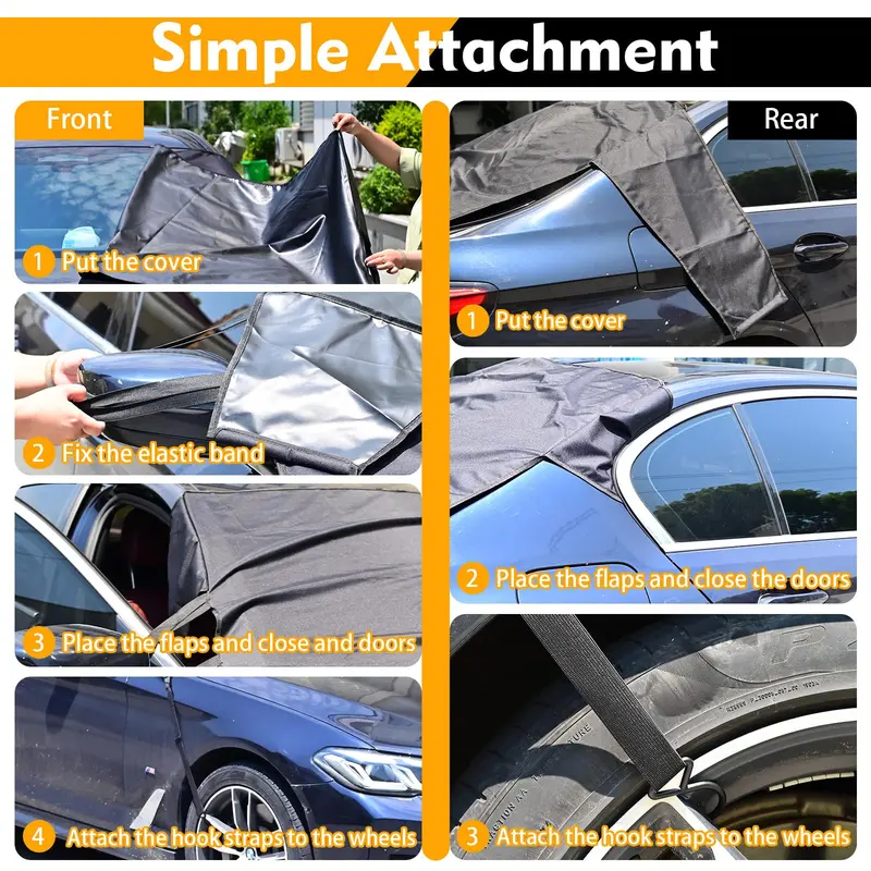 Heavy-Duty Windshield Snow Cover Set – 600D Oxford Fabric Frost & Ice Protector for Front & Rear Windows