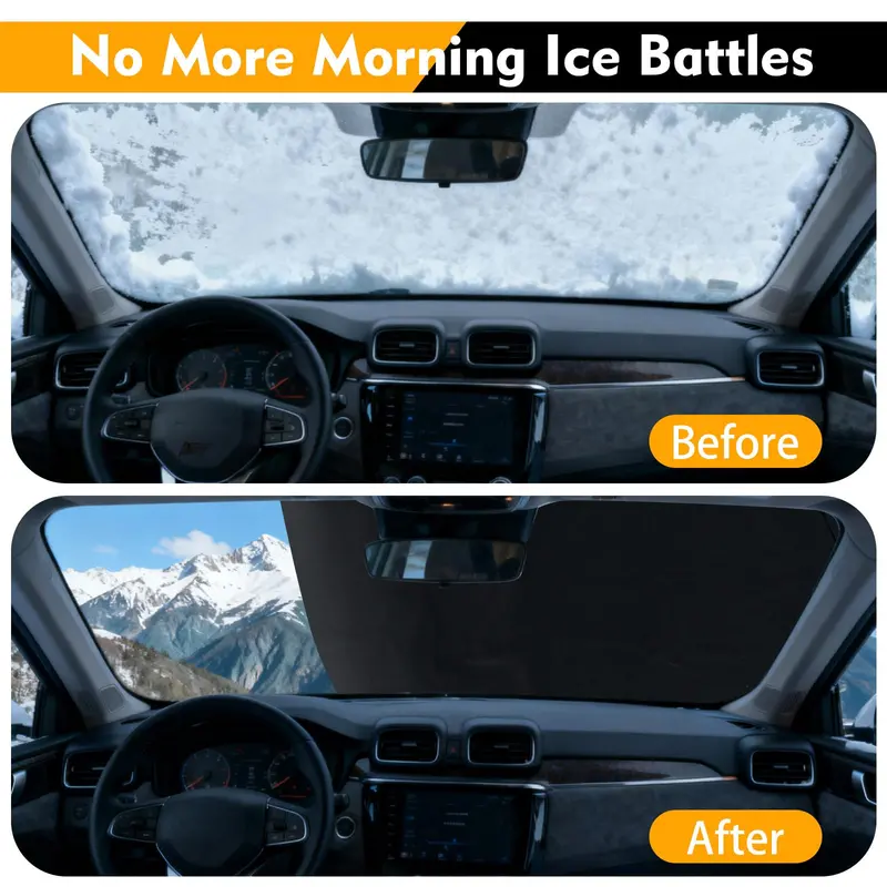 Heavy-Duty Windshield Snow Cover Set – 600D Oxford Fabric Frost & Ice Protector for Front & Rear Windows
