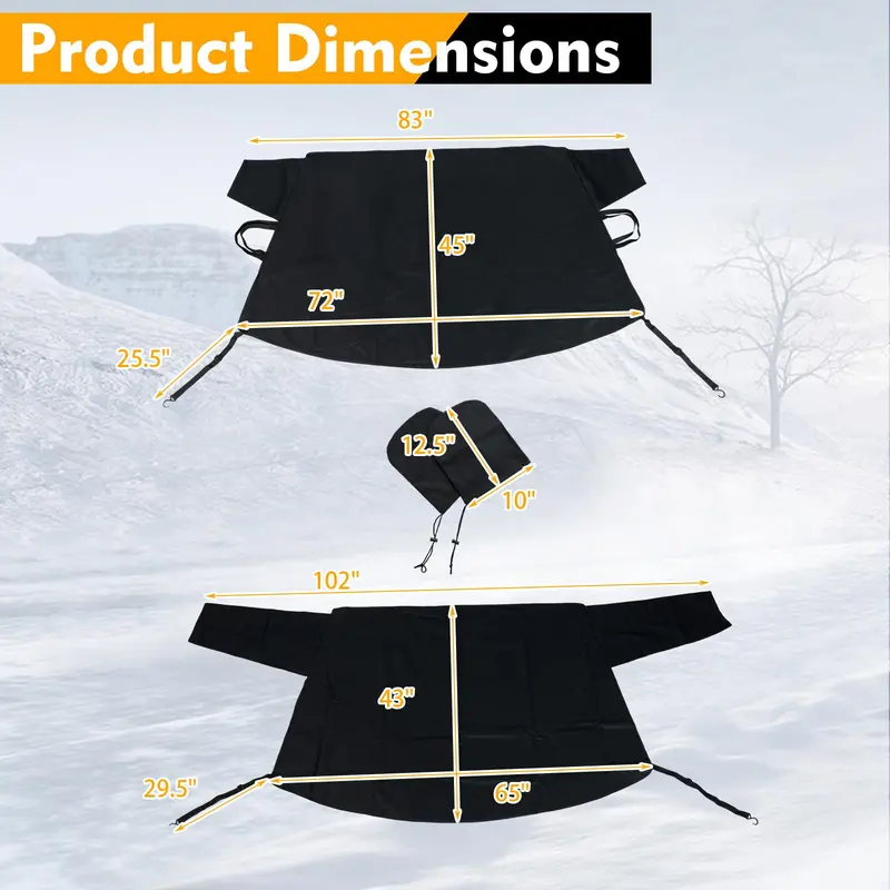 Heavy-Duty Windshield Snow Cover Set – 600D Oxford Fabric Frost & Ice Protector for Front & Rear Windows