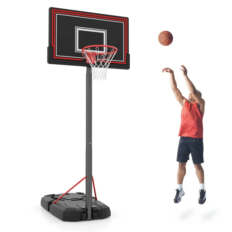 Height-Adjustable Portable Basketball Hoop – Outdoor Goal System with 44" Shatterproof Backboard (7.5–10 ft range)