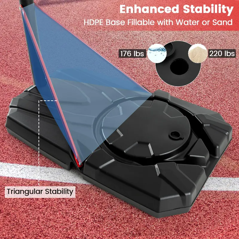 Height-Adjustable Portable Basketball Hoop – Outdoor Goal System with 44" Shatterproof Backboard (7.5–10 ft range)