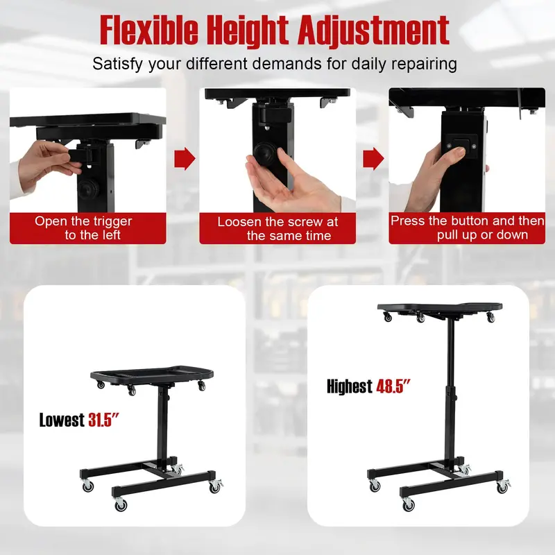 Height-Adjustable Workbench – 31.5" to 48.5" Range with Modular Part Tray