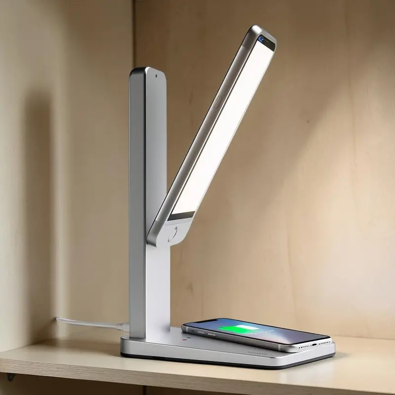 Helpox 3-in-1 Adjustable LED Desk Lamp with Built-in Qi Wireless Charging Pad 2