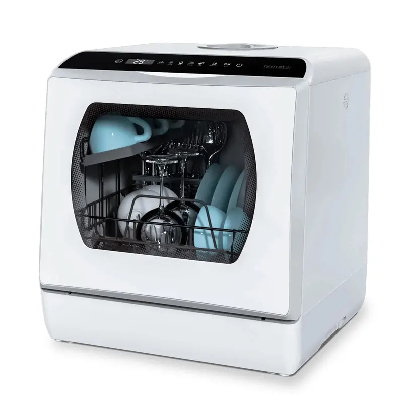 Hermitlux Countertop Dishwasher – 5L Integrated Water Reservoir, Space-Saving Design