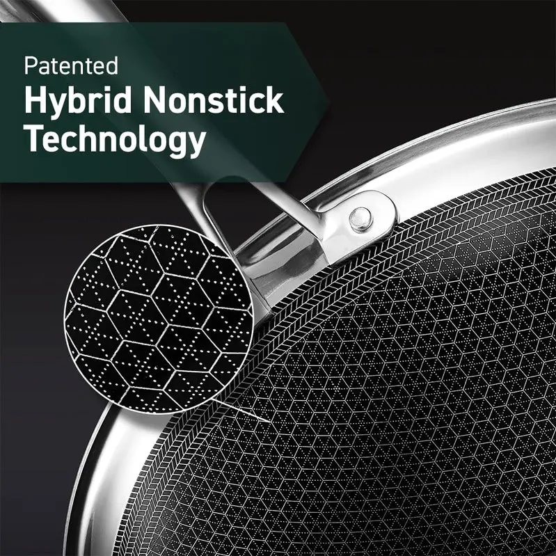 HexClad Hybrid Cookware – Nonstick Stainless Steel Pans Compatible with Dishwashers and All Cooktops