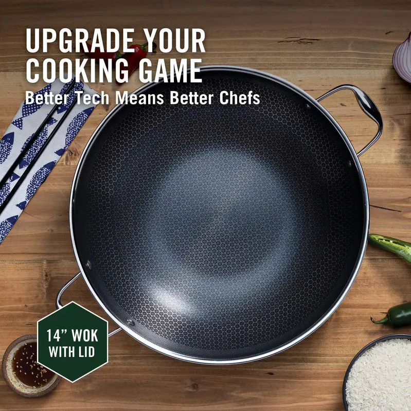 HexClad Hybrid Cookware – Nonstick Stainless Steel Pans Compatible with Dishwashers and All Cooktops