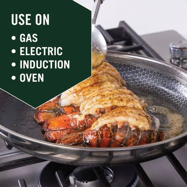 HexClad Hybrid Cookware – Nonstick Stainless Steel Pans Compatible with Dishwashers and All Cooktops