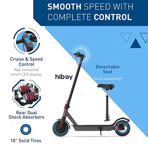 Hiboy S2 Pro Folding Electric Scooter – 500W Motor, 10-Inch Solid Tires, LED Display & IPX4 Water Resistance