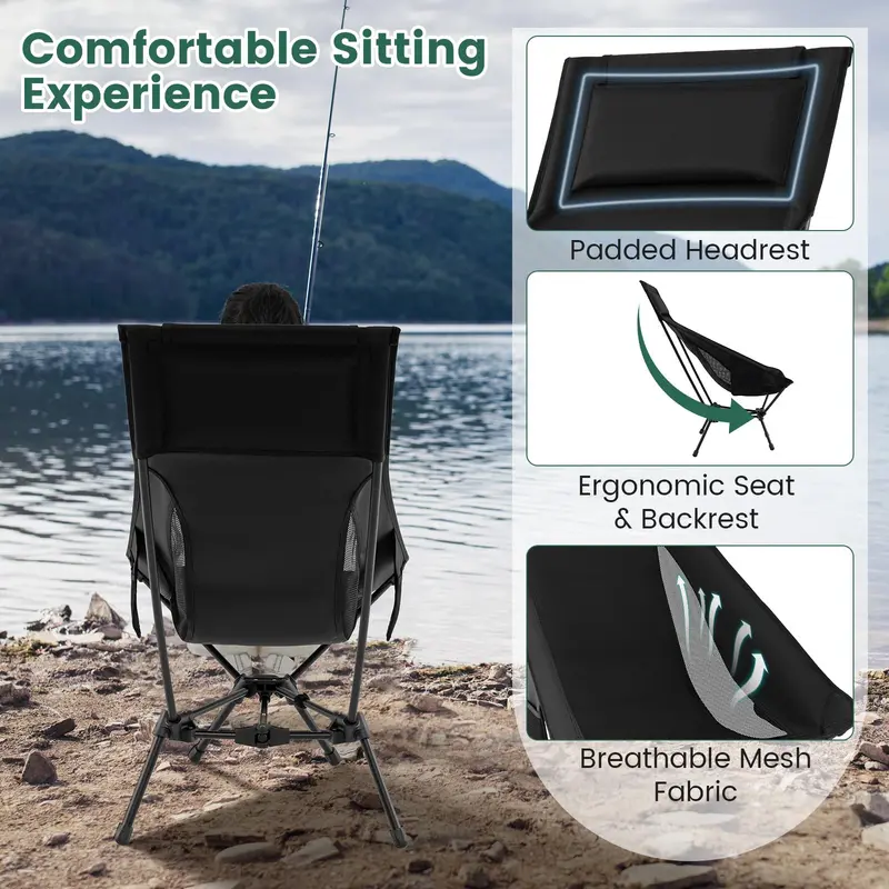 High-Back Portable Outdoor Chair for Beach, Hiking, and Backyard Use