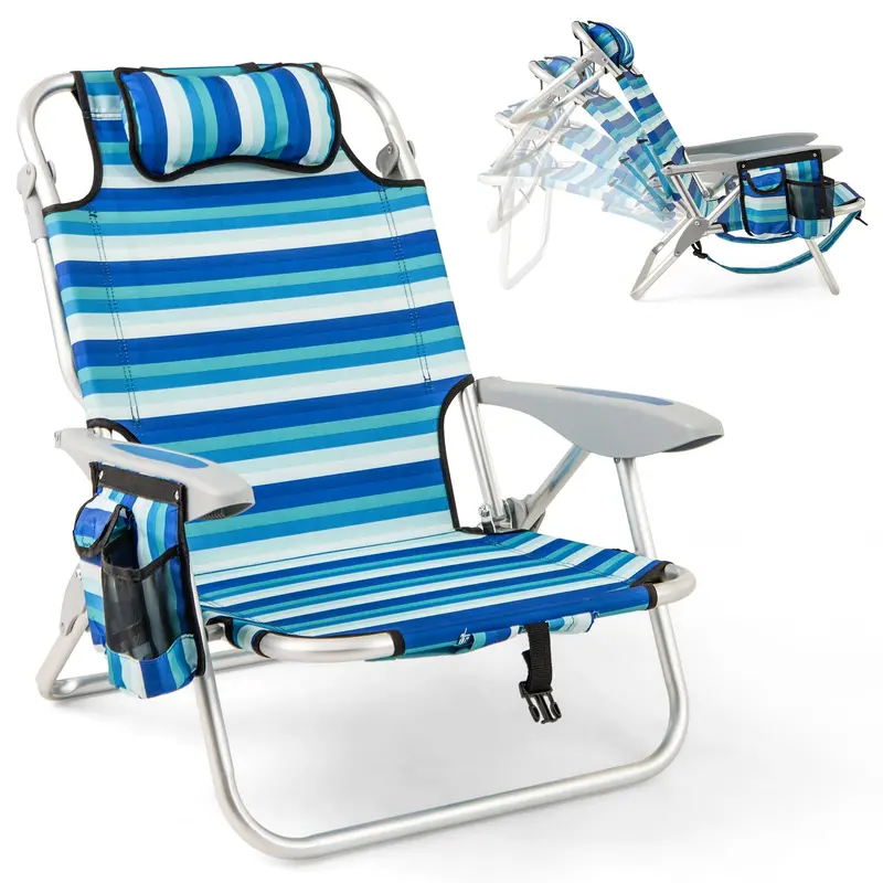 High-Capacity Backpack Folding Chair – 330 lb Support, Four-Position Recline & Adjustable Headrest