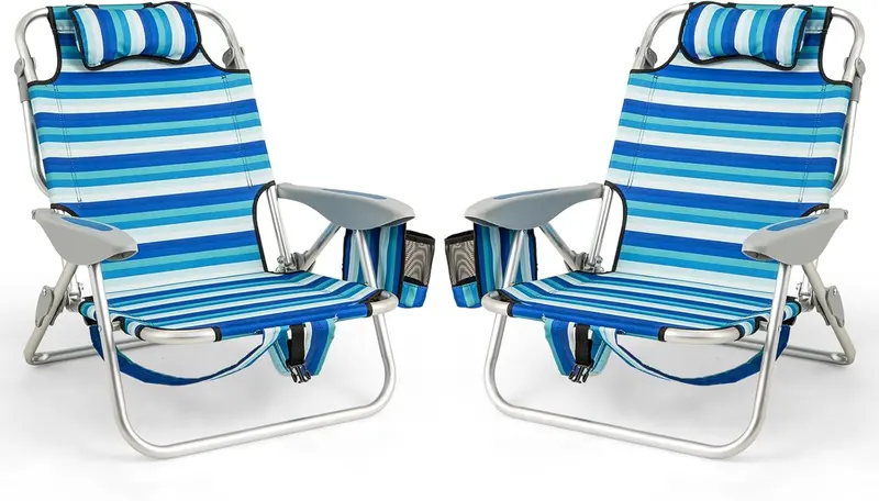 High-Capacity Backpack Folding Chair – 330 lb Support, Four-Position Recline & Adjustable Headrest