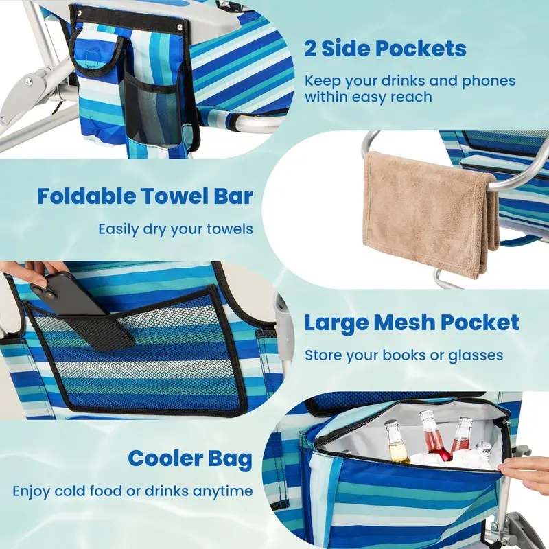 High-Capacity Backpack Folding Chair – 330 lb Support, Four-Position Recline & Adjustable Headrest