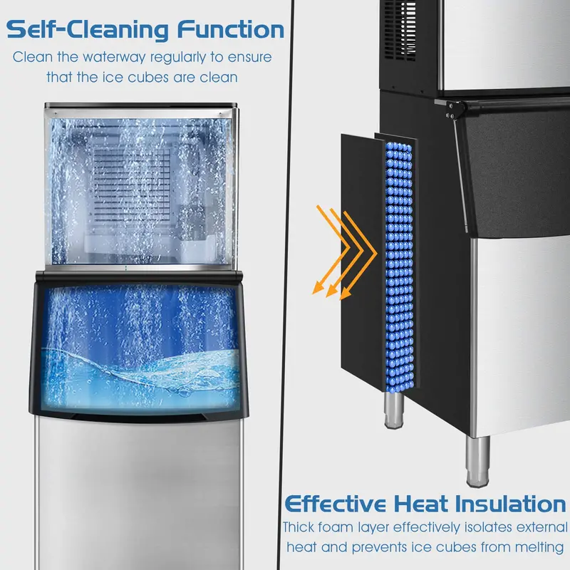 High-Capacity Split Commercial Ice Machine – 353 lbs/24 Hours with 198 lbs Vertical Storage Bin