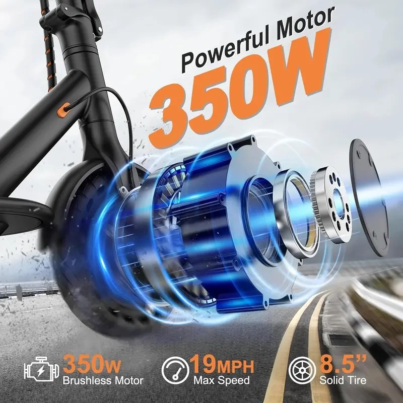 High-Performance Electric Scooter – 350W/500W Dual Motor, Solid Tires, Dual Braking, 19–22mph