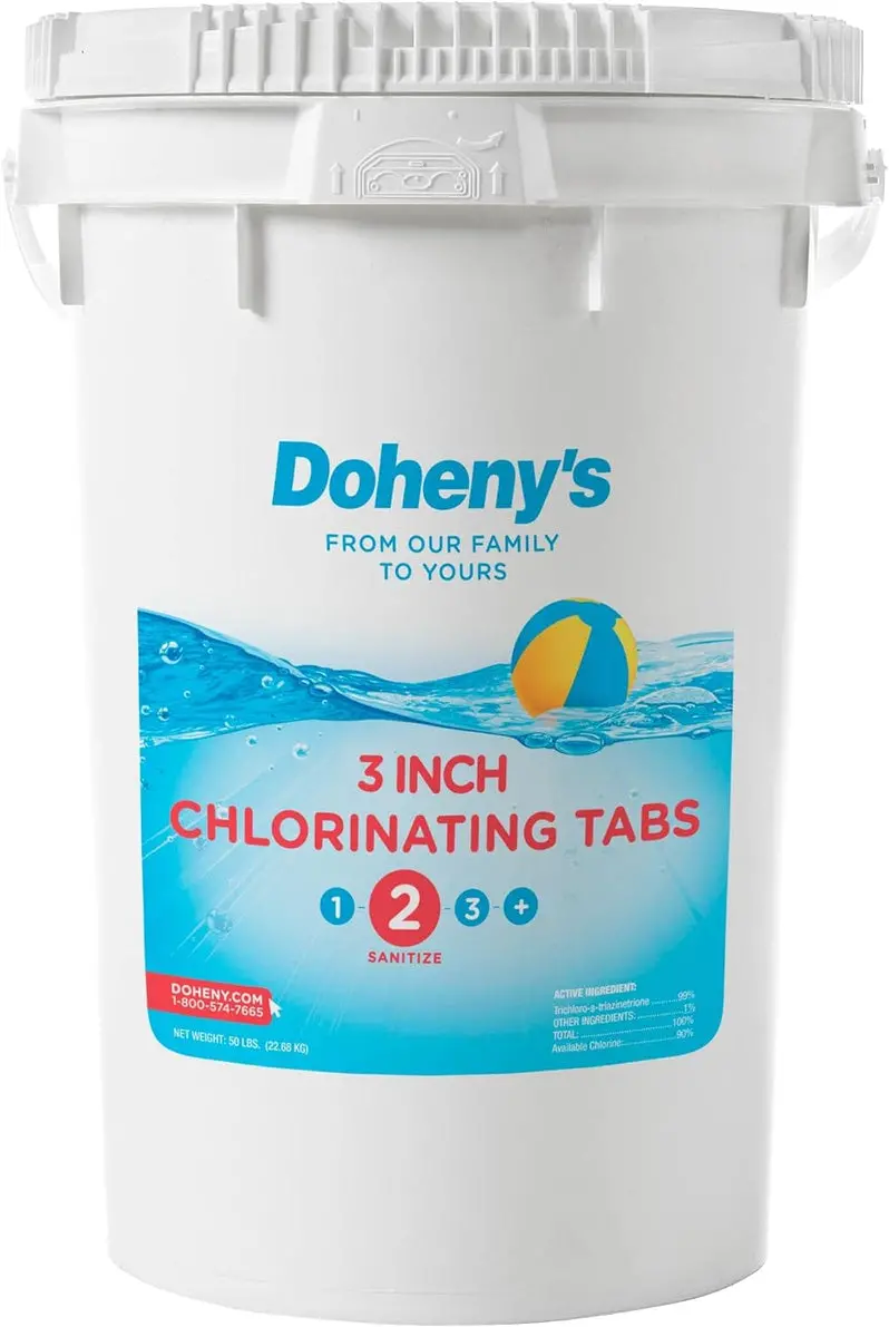 High-Purity Trichlor Stabilized Chlorine Tablets – 3-Inch, Slow-Dissolving, Individually Wrapped, 50-Pound Professional Grade