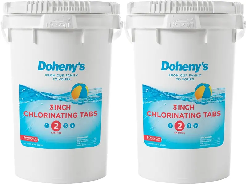 High-Purity Trichlor Stabilized Chlorine Tablets – 3-Inch, Slow-Dissolving, Individually Wrapped, 50-Pound Professional Grade