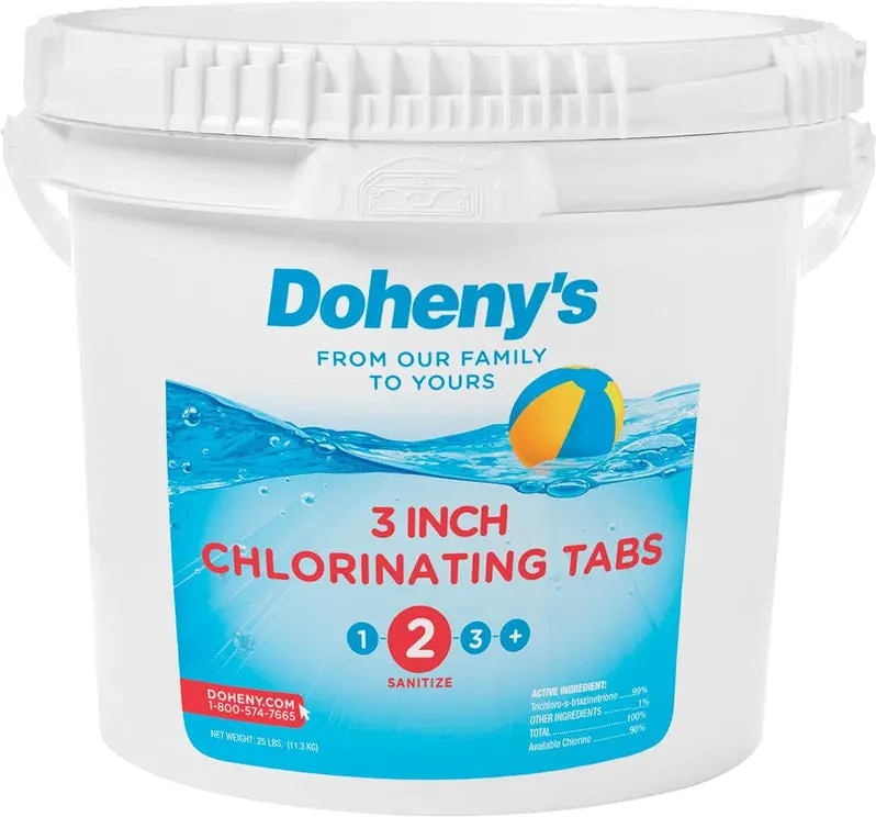 High-Purity Trichlor Stabilized Chlorine Tablets – 3-Inch, Slow-Dissolving, Individually Wrapped, 50-Pound Professional Grade