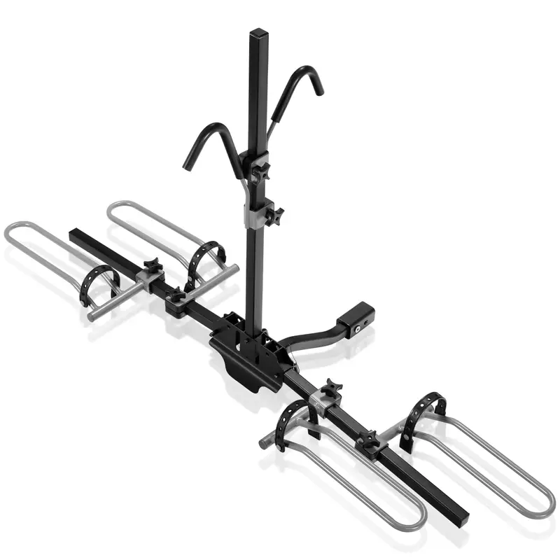 Hitch-Mount Bike Carrier – Folding 2-Bike Platform Rack Compatible with Mountain & Hybrid Bikes