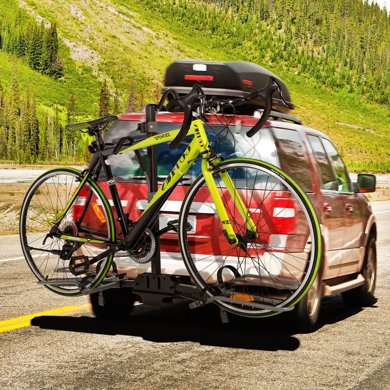 Hitch-Mount Bike Carrier – Folding 2-Bike Platform Rack Compatible with Mountain & Hybrid Bikes 2