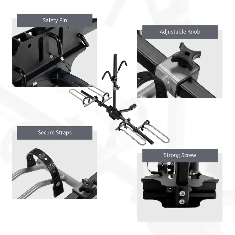 Hitch-Mount Bike Carrier – Folding 2-Bike Platform Rack Compatible with Mountain & Hybrid Bikes