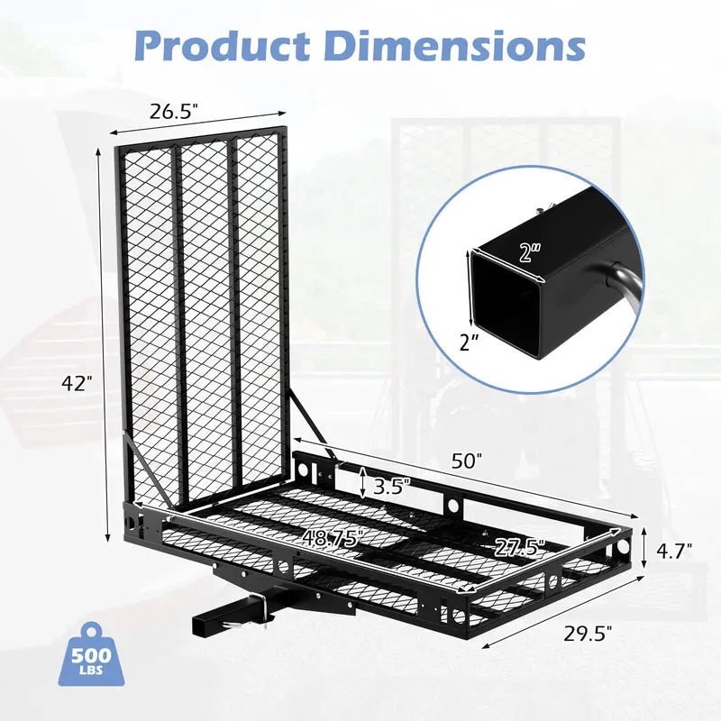 Hitch-Mounted Wheelchair and Scooter Carrier with Integrated Loading Ramp