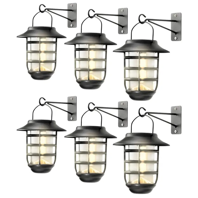 Home Zone Security Solar-Powered Outdoor Wall Lantern – Decorative Glass Design, No Wiring Required