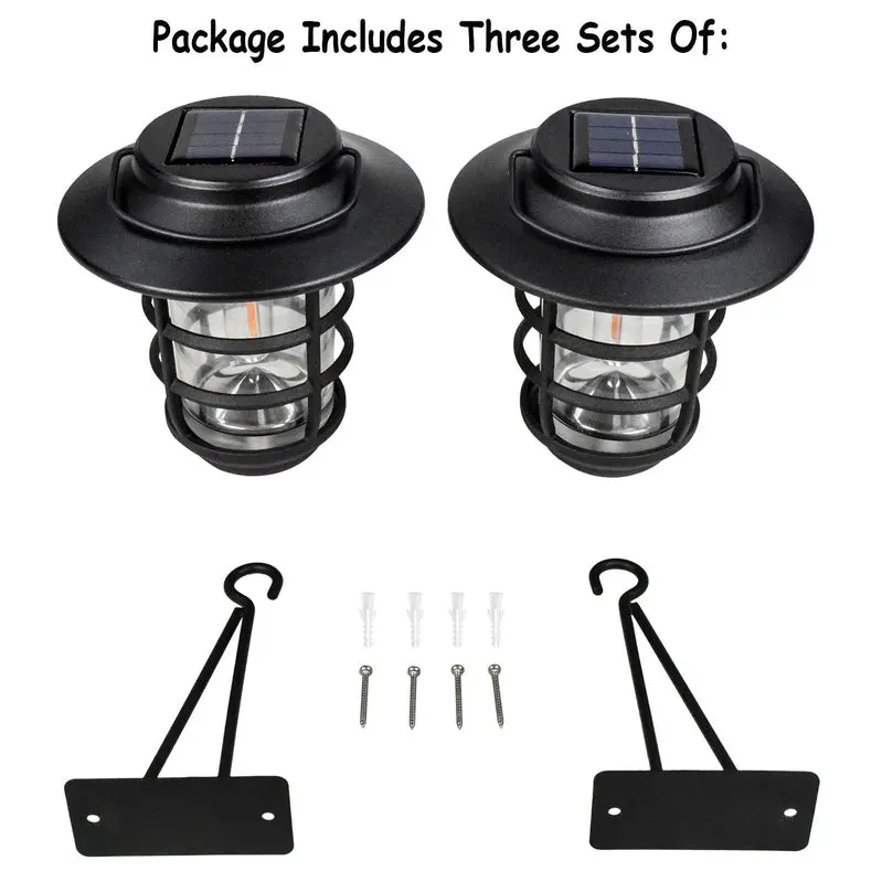 Home Zone Security Solar-Powered Outdoor Wall Lantern – Decorative Glass Design, No Wiring Required