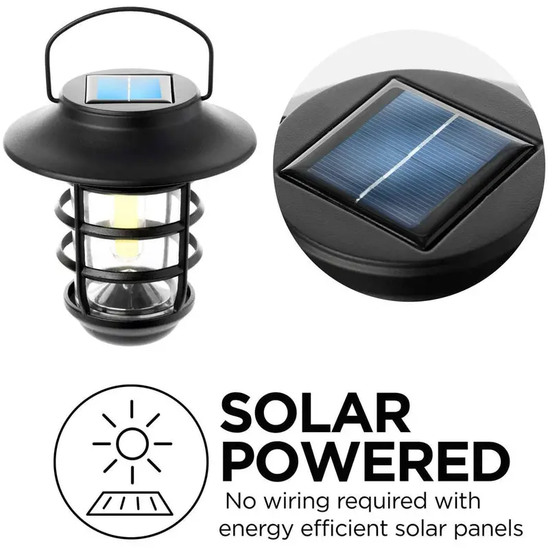 Home Zone Security Solar-Powered Outdoor Wall Lantern – Decorative Glass Design, No Wiring Required