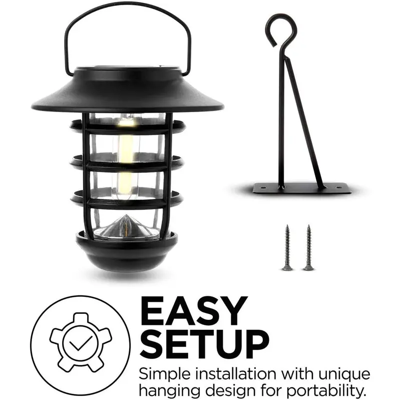 Home Zone Security Solar-Powered Outdoor Wall Lantern – Decorative Glass Design, No Wiring Required