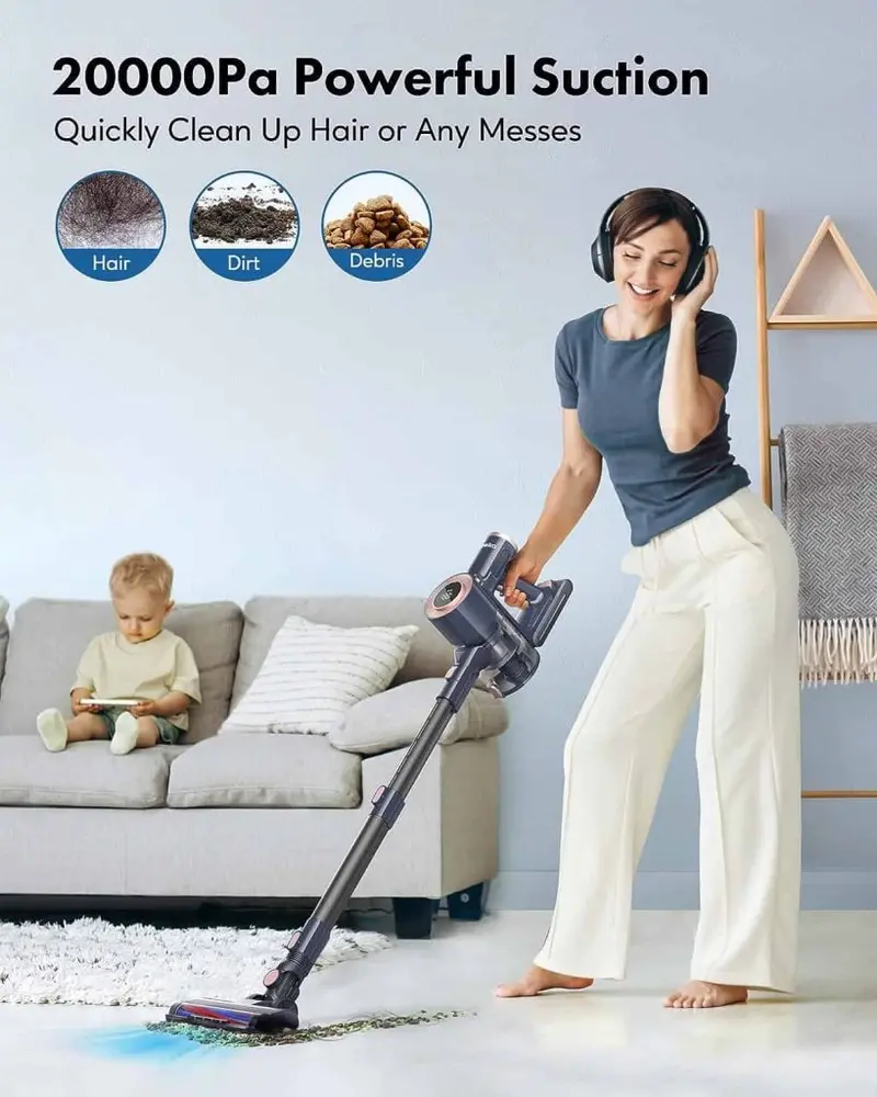 Homeika H016 Cordless Vacuum – 20KPa Suction, 200W Motor, 1.5L Bin, LED Display, Blue Finish 2