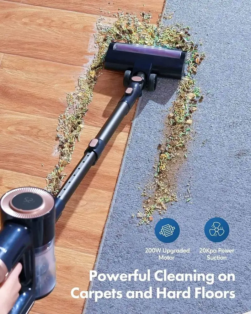 Homeika H016 Cordless Vacuum – 20KPa Suction, 200W Motor, 1.5L Bin, LED Display, Blue Finish