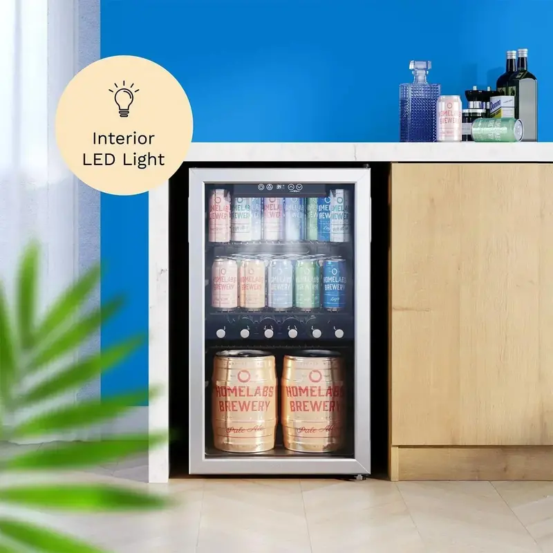 hOmeLabs Glass-Door Beverage Center: Compact Mini Fridge for Soda, Beer, and Wine Storage