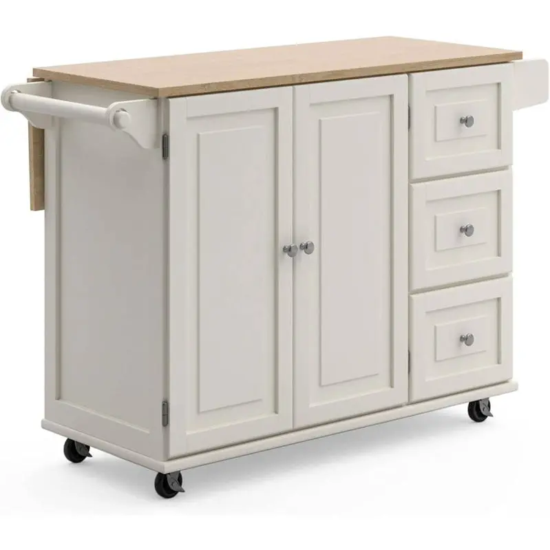 Homestyles Dolly Madison Mobile Kitchen Island – Drop-Leaf Breakfast Bar Cart with Storage and Casters