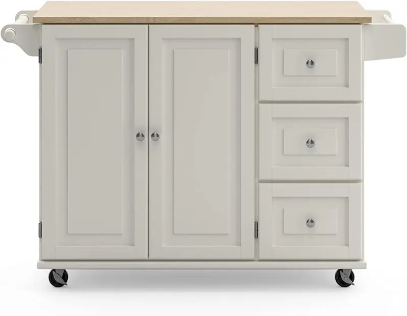 Homestyles Dolly Madison Mobile Kitchen Island – Drop-Leaf Breakfast Bar Cart with Storage and Casters